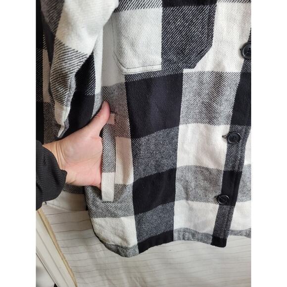Lucky Brand Black White Plaid Flannel Shacket Jacket, sz Large - Picture 3 of 12